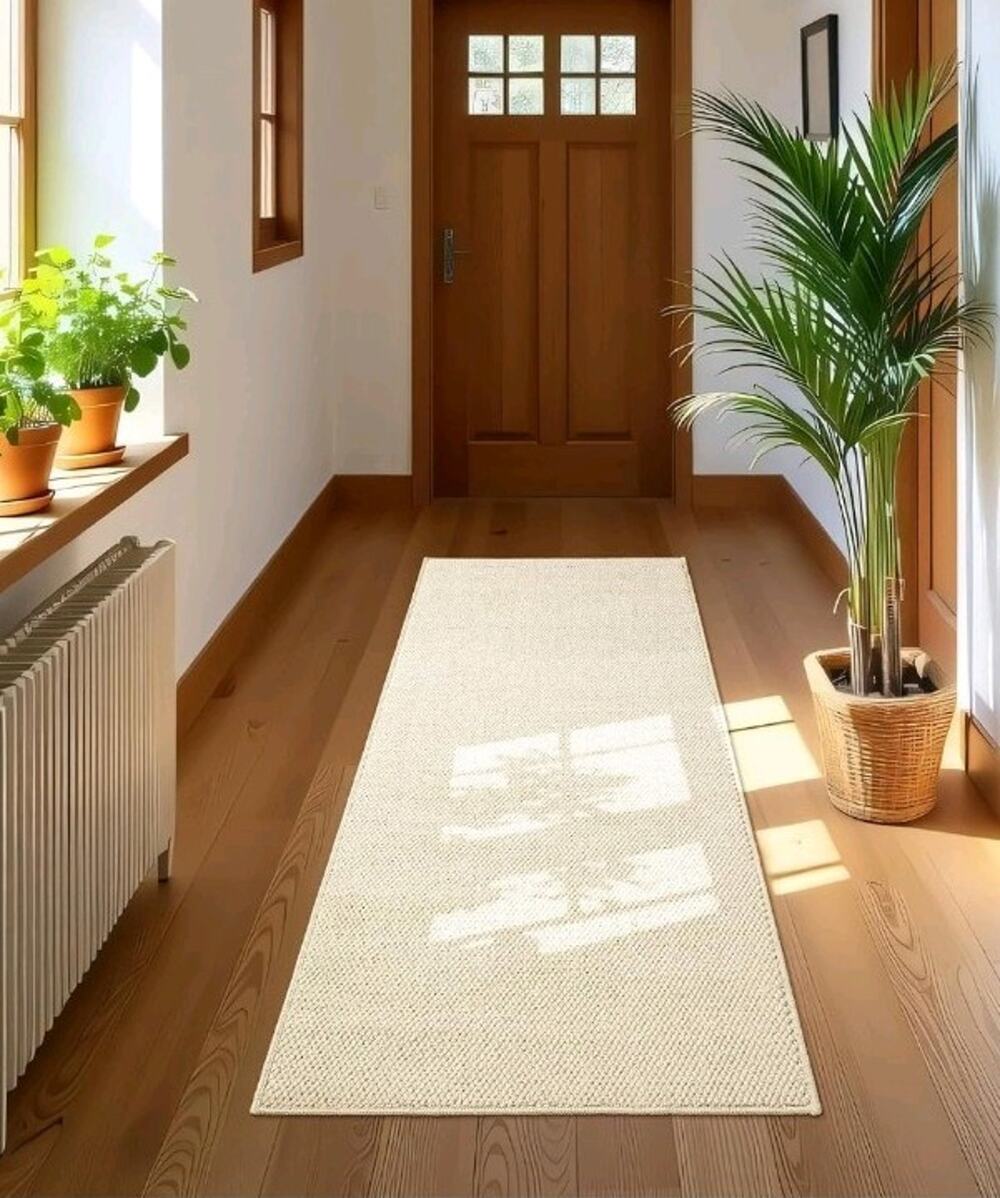 Softlife Hallway Runner - 2x6 ft Cream Beige Faux Jute Entryway Rug